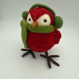 Target Wondershop Red Felt Bird Green Scarf Earmuffs Winter Spritz 6”